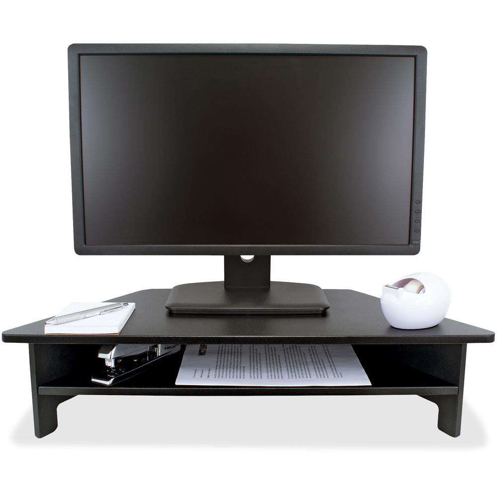 Victor High Rise Monitor Stand - Monitor Stand - Desk Riser - 7.5" Height x 27" Width x 11.5" Depth - Wood - Black, Goodies N Stuff