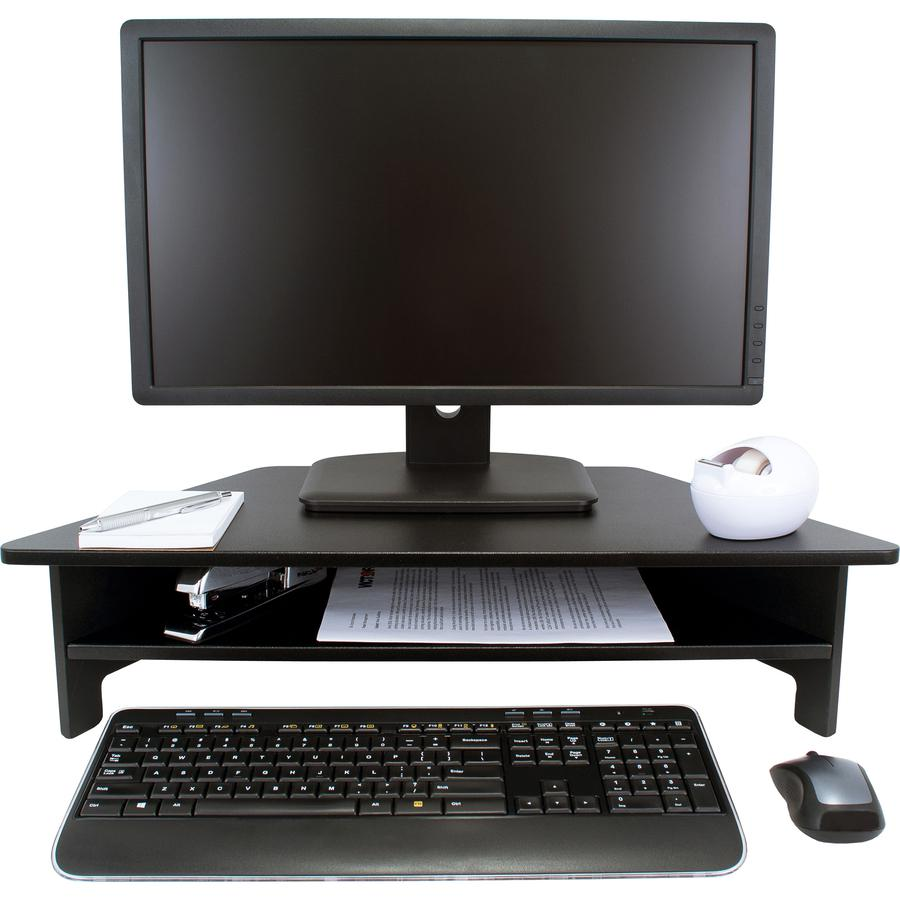 Victor High Rise Monitor Stand - Monitor Stand - Desk Riser - 7.5" Height x 27" Width x 11.5" Depth - Wood - Black, Goodies N Stuff