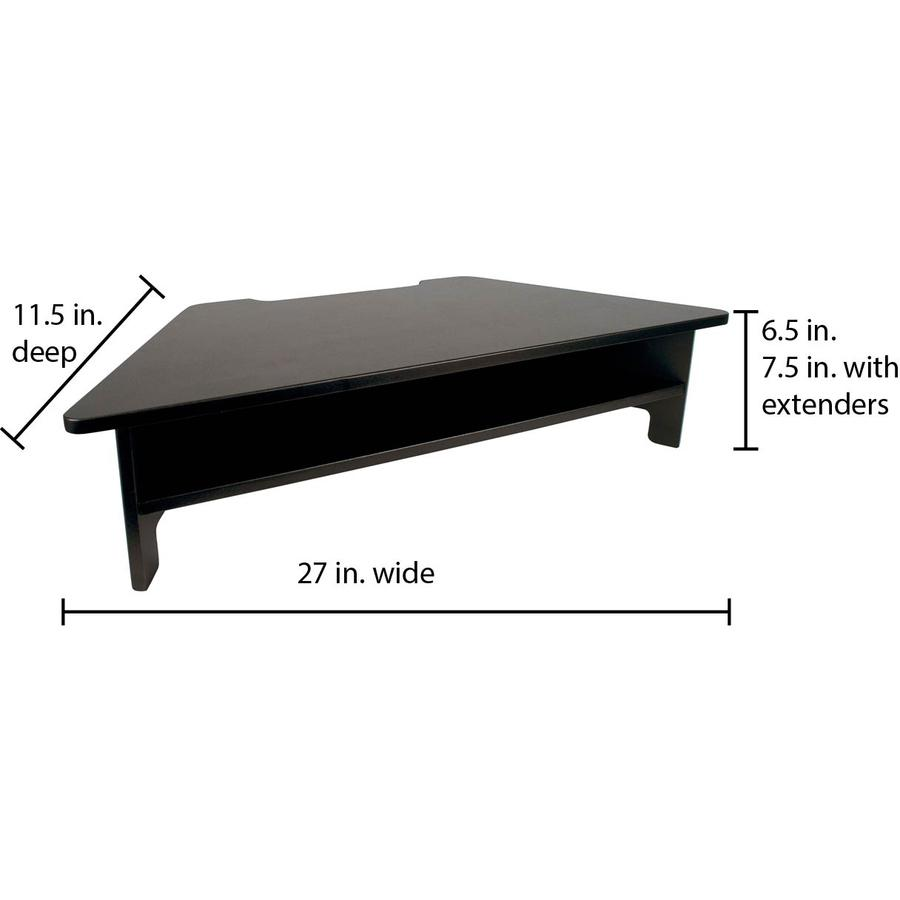 Victor High Rise Monitor Stand - Monitor Stand - Desk Riser - 7.5" Height x 27" Width x 11.5" Depth - Wood - Black, Goodies N Stuff