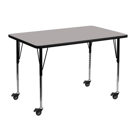Mobile 30''W x 48''L Grey HP Activity Table - Standard Height Adjustable Legs, Goodies N Stuff
