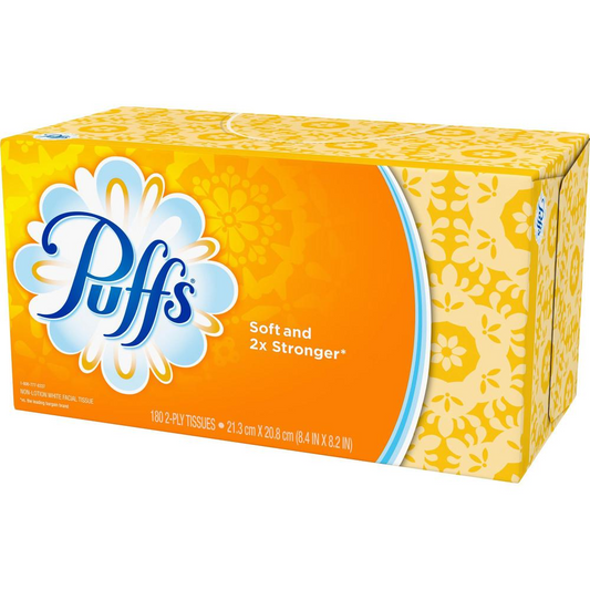 Puffs Basic Facial Tissue - 1 Ply - 8.50" x 8.40" - White - 180 / Box, Goodies N Stuff