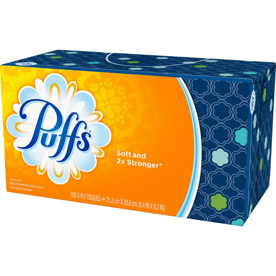 Puffs Basic Facial Tissue - 1 Ply - 8.50" x 8.40" - White - 180 / Box, Goodies N Stuff