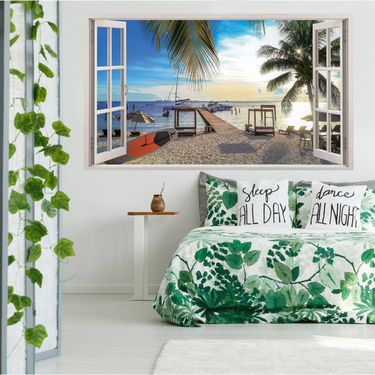 Tropical Paradise Wall Sticker, Window Decal for Interior Decorations, Goodies N Stuff