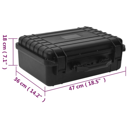 vidaXL Portable Flight Case Black 18.5"x14.2"x7.1" PP, Uncategorized, Goodies N Stuff