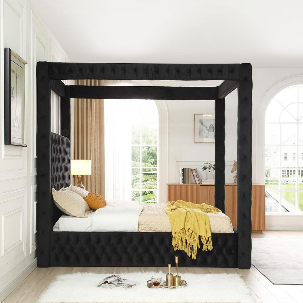 Dream Luxurious Velvet Canopy Bed with Speaker & USB Connection, Goodies N Stuff