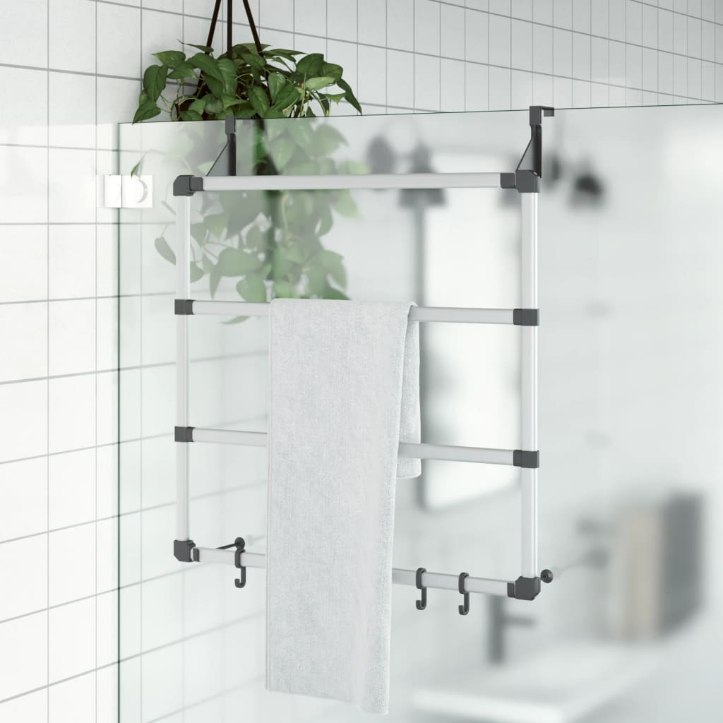 vidaXL Towel Hanger 26.4"x5.9"x26" Aluminum, Goodies N Stuff