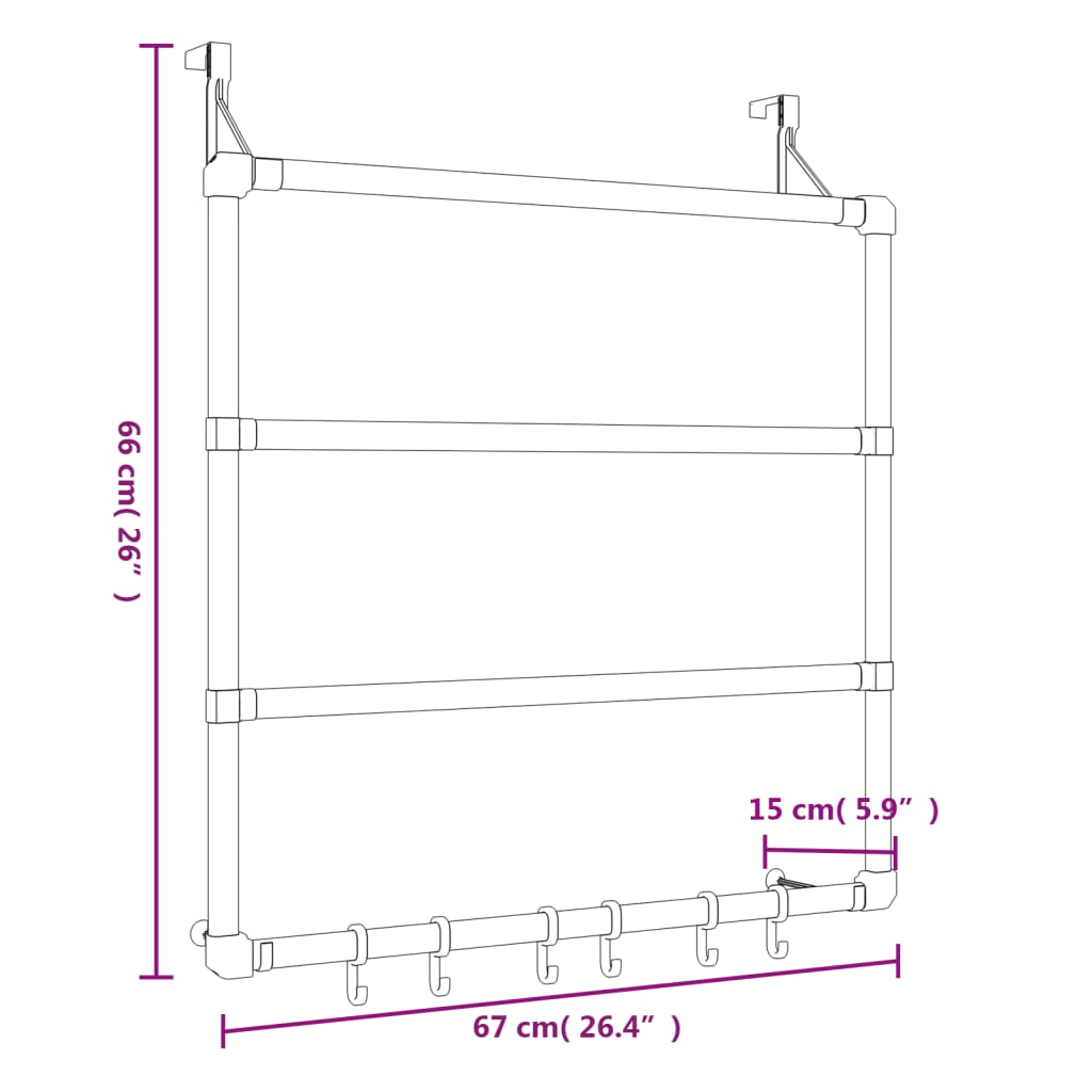 vidaXL Towel Hanger 26.4"x5.9"x26" Aluminum, Goodies N Stuff