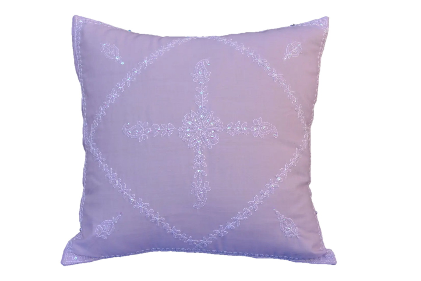 Hand Embroidered Sequins Decorative Lavender  throw Pillow, Goodies N Stuff