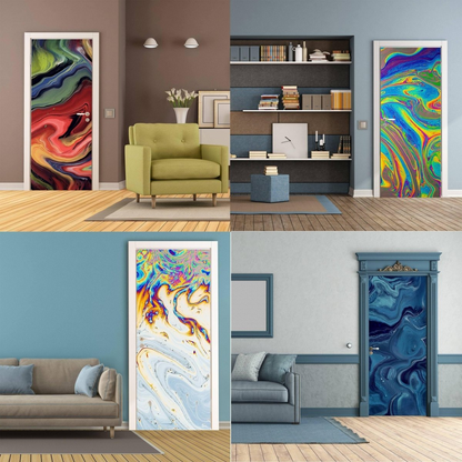 3D Abstract Vinyl Door Mural Sticker - Transformative Cover Art, Goodies N Stuff