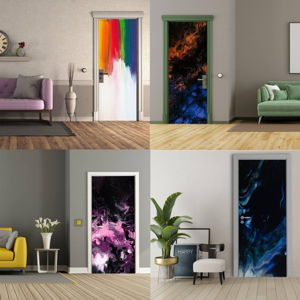 3D Abstract Vinyl Door Mural Sticker - Transformative Cover Art, Goodies N Stuff