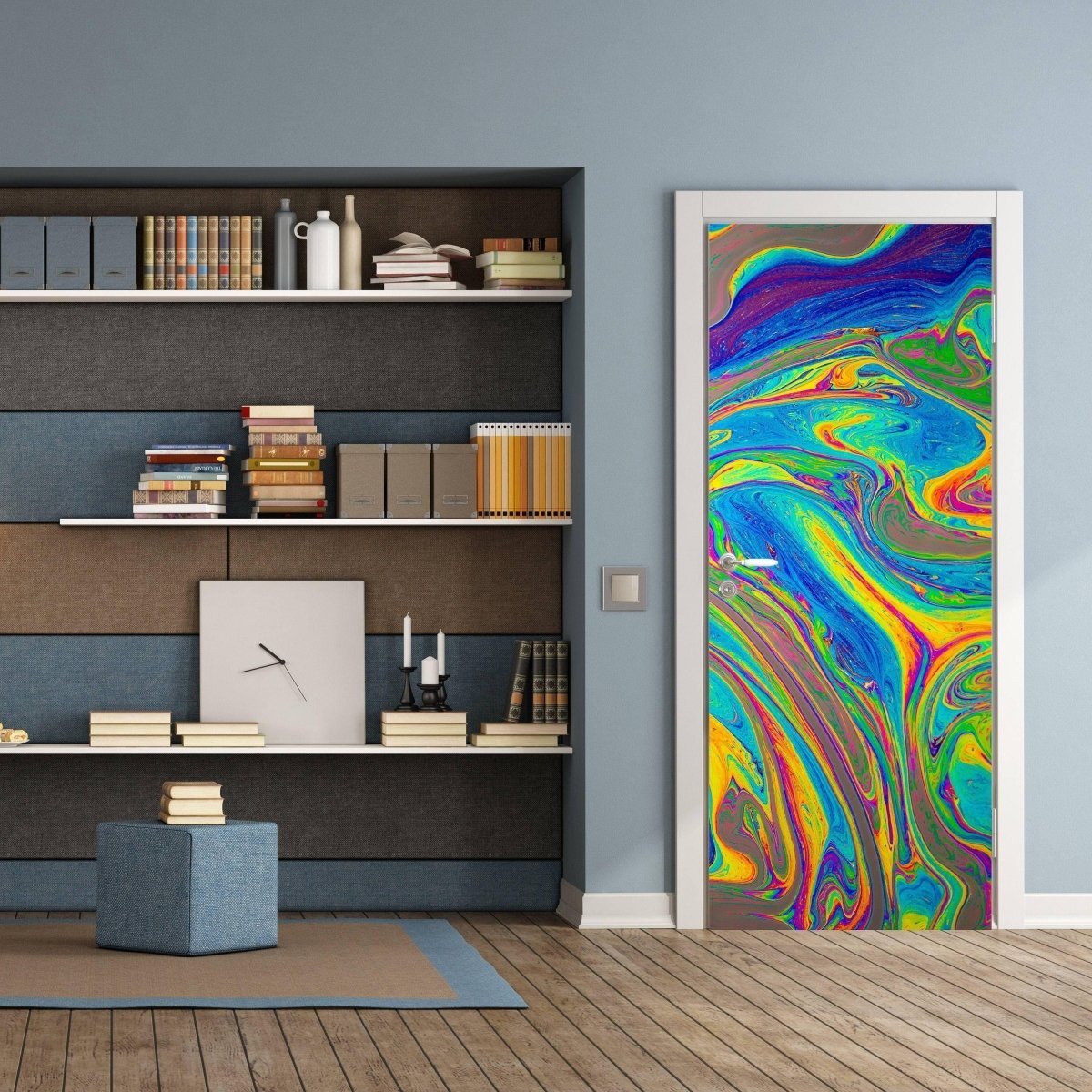 3D Abstract Vinyl Door Mural Sticker - Transformative Cover Art, Goodies N Stuff