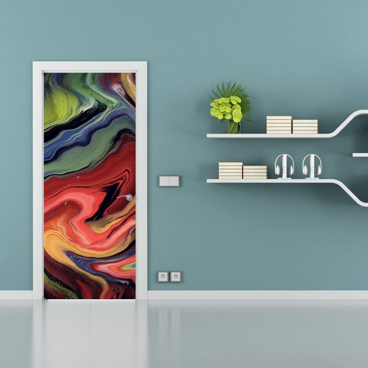 3D Abstract Vinyl Door Mural Sticker - Transformative Cover Art, Goodies N Stuff