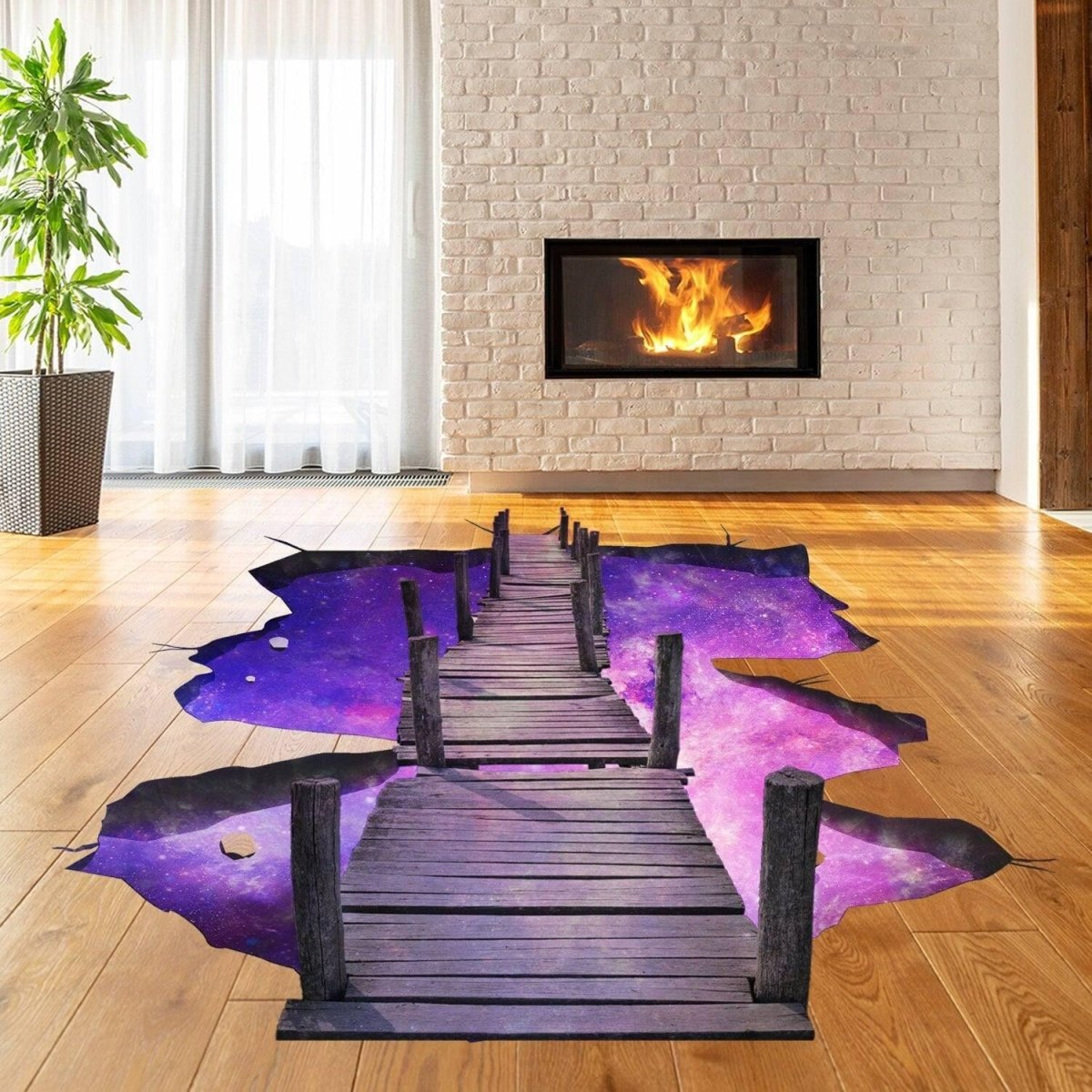 3D Galactic Bridge Floor Sticker - Vinyl Decal Space Transformation Visual Wonder, Goodies N Stuff