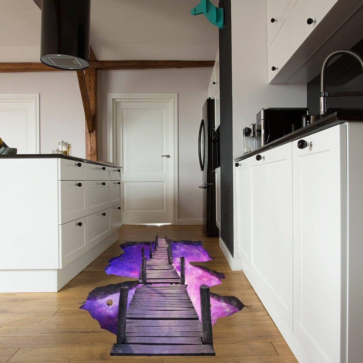 3D Galactic Bridge Floor Sticker - Vinyl Decal Space Transformation Visual Wonder, Goodies N Stuff