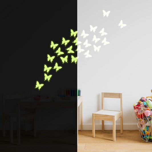 Glowing Night Butterflies Wall Decal - Enchanting Nature Illumination, Goodies N Stuff