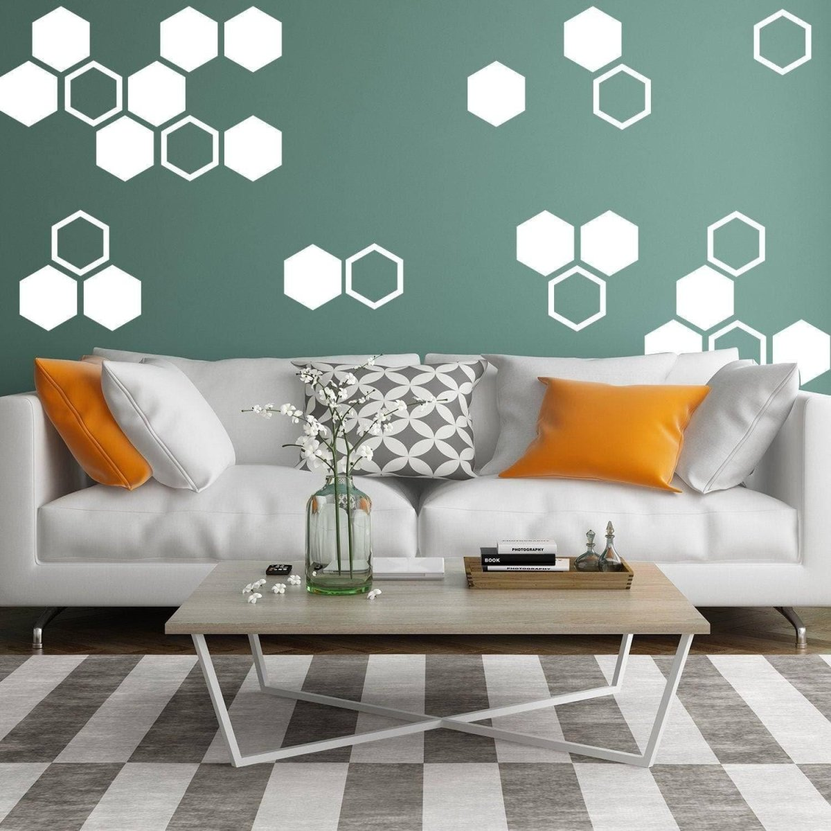 Hexagon Wall Decals - Golden Honeycomb Wall Stickers for Living Room Aesthetics, Goodies N Stuff