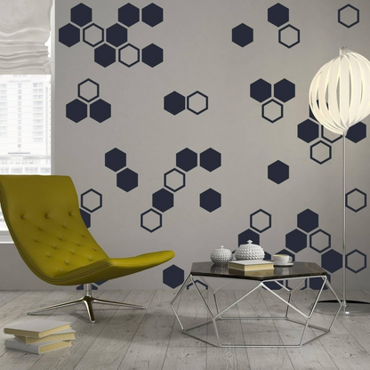 Hexagon Wall Decals - Golden Honeycomb Wall Stickers for Living Room Aesthetics, Goodies N Stuff