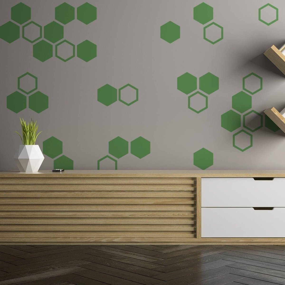 Hexagon Wall Decals - Golden Honeycomb Wall Stickers for Living Room Aesthetics, Goodies N Stuff