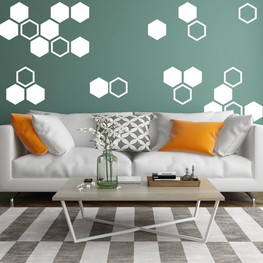 Elegant Geometric Hexagon Decals: Golden Hive Wall Stickers for Stunning Decor, Goodies N Stuff