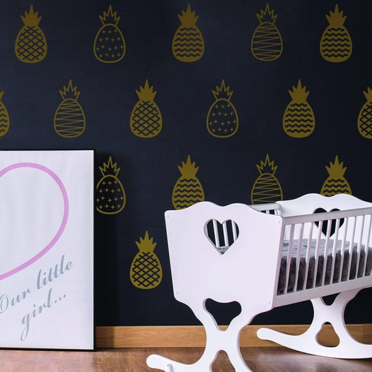 Chic Vinyl Wall Decals: Golden Pineapple Stylish Wall Stickers, Goodies N Stuff