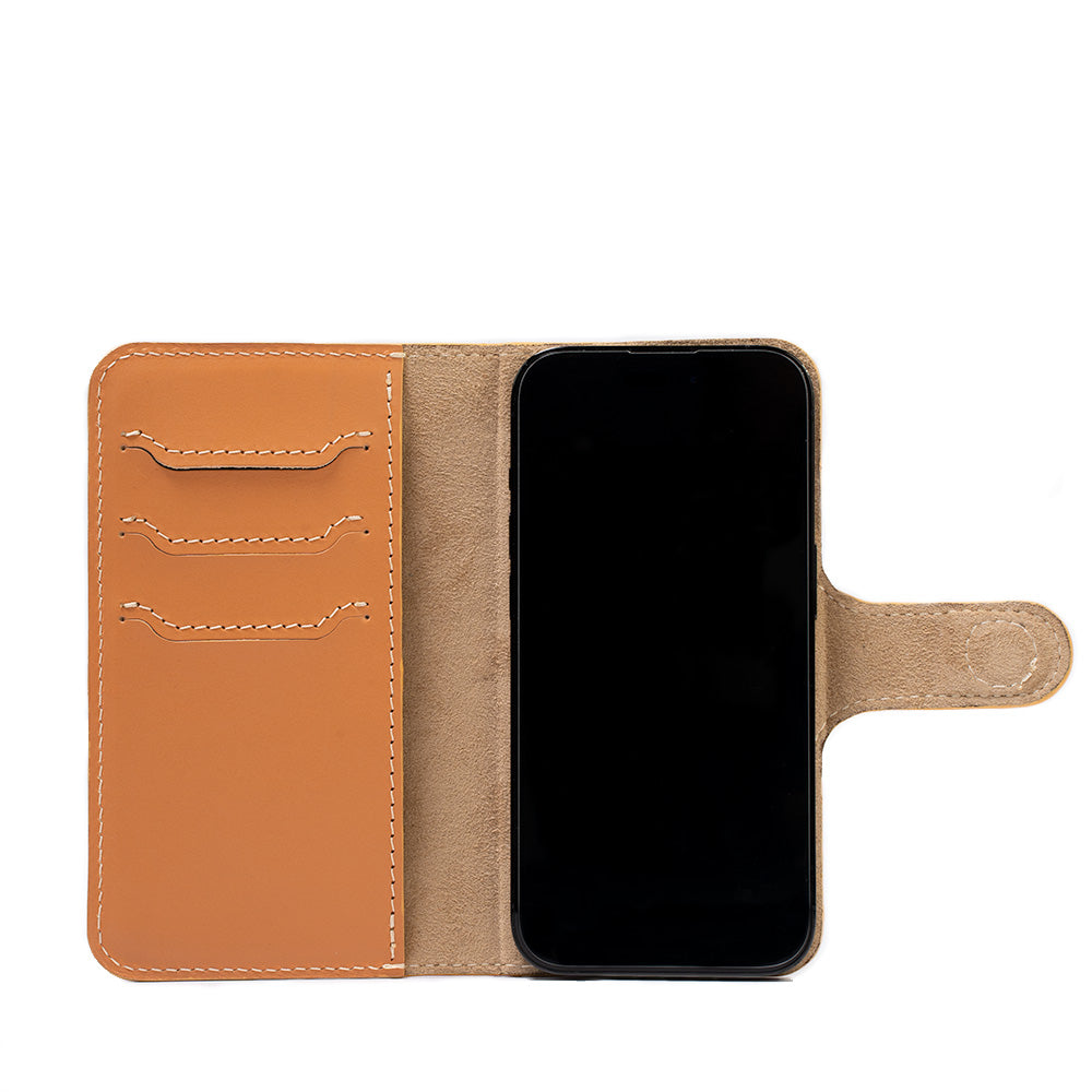 iPhone 15 series Top-Grain Leather Folio Case Wallet - Classic 4.0