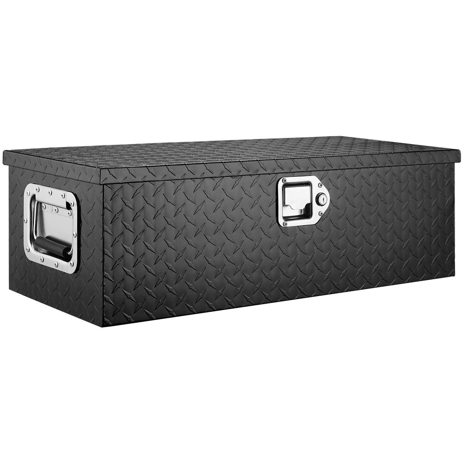 VEVOR Heavy Duty Aluminum Truck Bed Tool Box, Diamond Plate Tool Box with Side Handle and Lock Keys, Storage Tool Box Chest Box Organizer for Pickup, RV, Trailer, Truck Bed, 30"x13"x9.6", Black, Goodies N Stuff