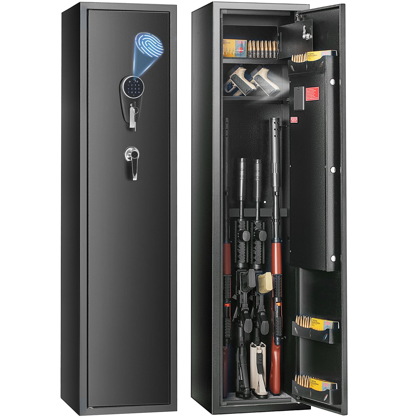 VEVOR 6 Gun Safe, Gun Security Cabinet with Fingerprint & Digital Keypad Lock, Gun Storage Cabinet with Built-in Storage Locker and Removable Storage Shelf for Pistols & Home Long Gun, Goodies N Stuff