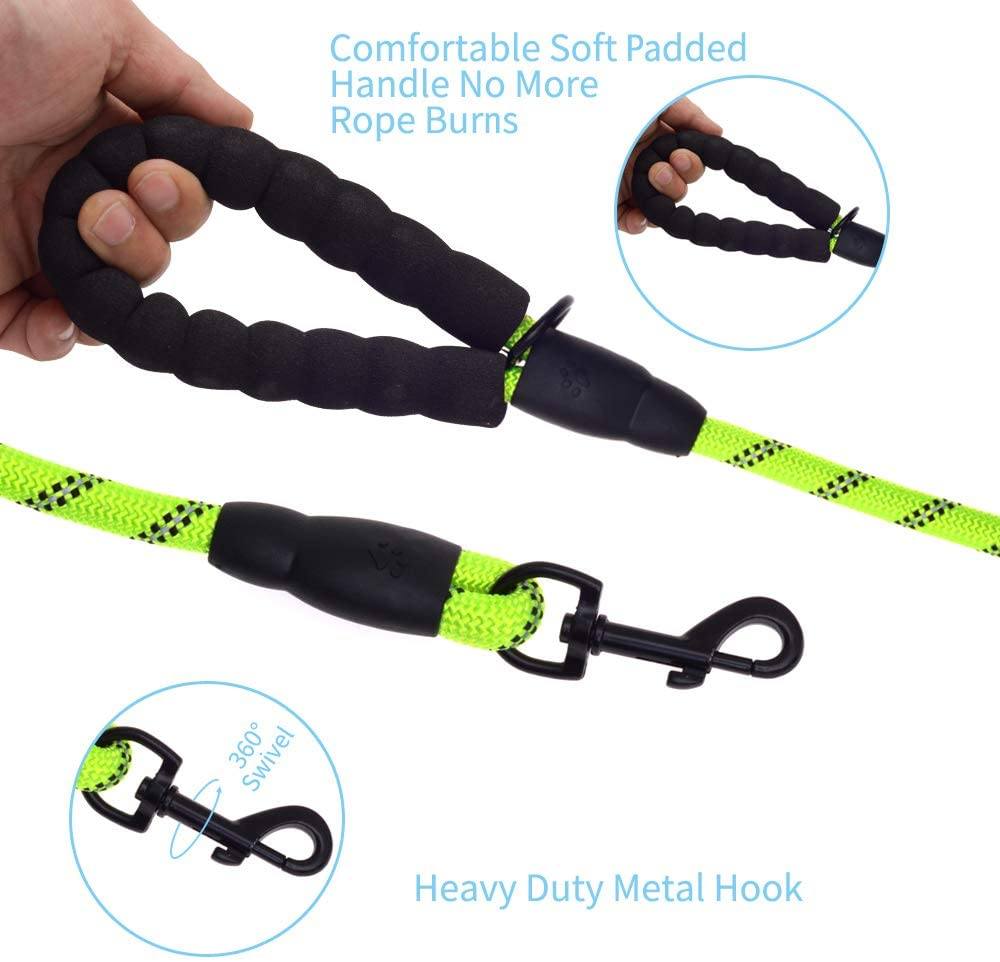 5 FT Thick Highly Reflective Dog Leash-Green, Goodies N Stuff