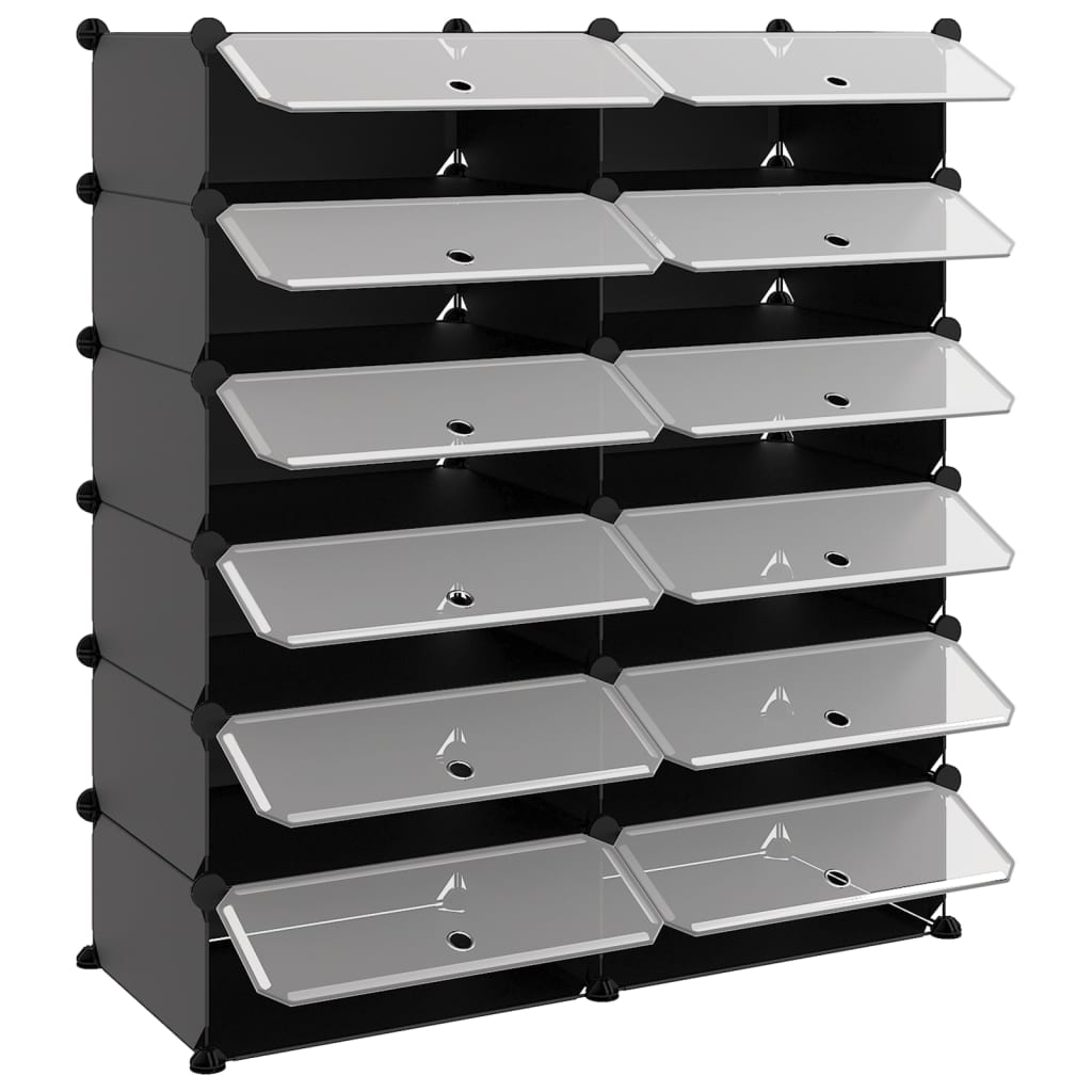 vidaXL Shoe Rack Black 37.2"x14.4"x41.7" PP, Goodies N Stuff