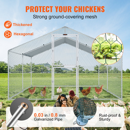 VEVOR Metal Chicken Coop, 13.1 x 9.8 x 6.6 ft Large Chicken Run, Peaked Roof Outdoor Walk-in Poultry Pen Cage for Farm or Backyard, with Water-proof Cover and Protection Mesh, for Hen, Duck, Rabbit, Goodies N Stuff