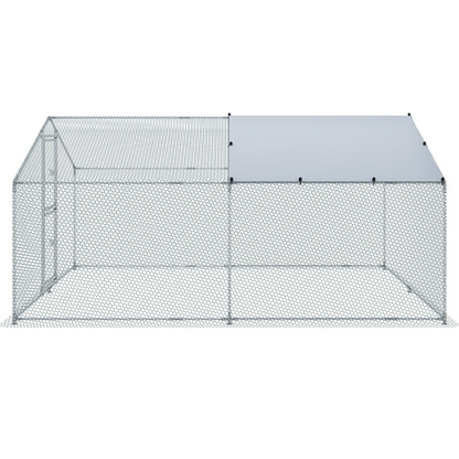 VEVOR Metal Chicken Coop, 13.1 x 9.8 x 6.6 ft Large Chicken Run, Peaked Roof Outdoor Walk-in Poultry Pen Cage for Farm or Backyard, with Water-proof Cover and Protection Mesh, for Hen, Duck, Rabbit, Goodies N Stuff