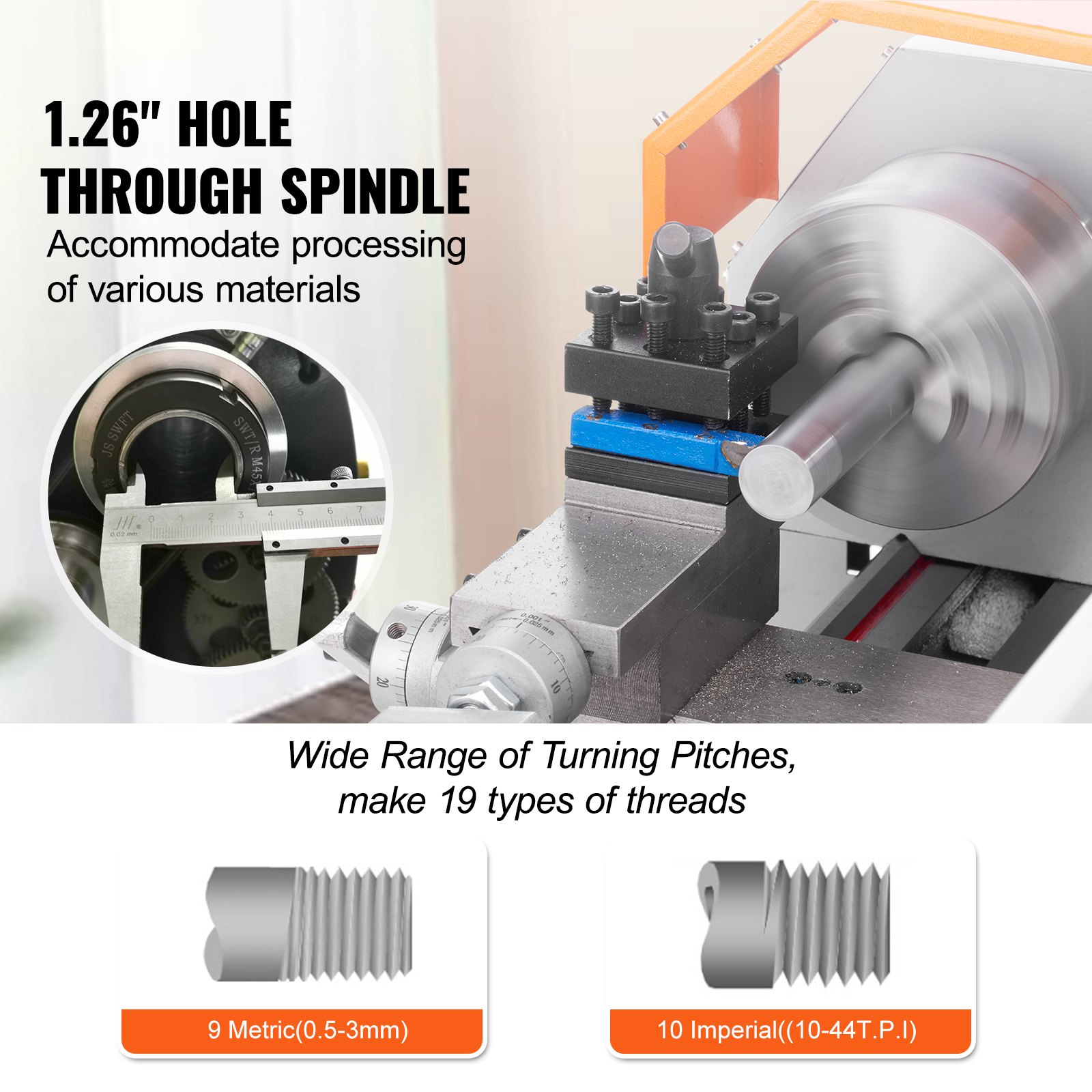 VEVOR Mini Metal Lathe Machine, 7'' x 16'', 800W Precision Benchtop Power Metal Lathe, 150-2500 RPM Continuously Variable Speed, with 3.9'' 3-jaw Metal Chuck Tool Box for Processing Precision Parts, Goodies N Stuff