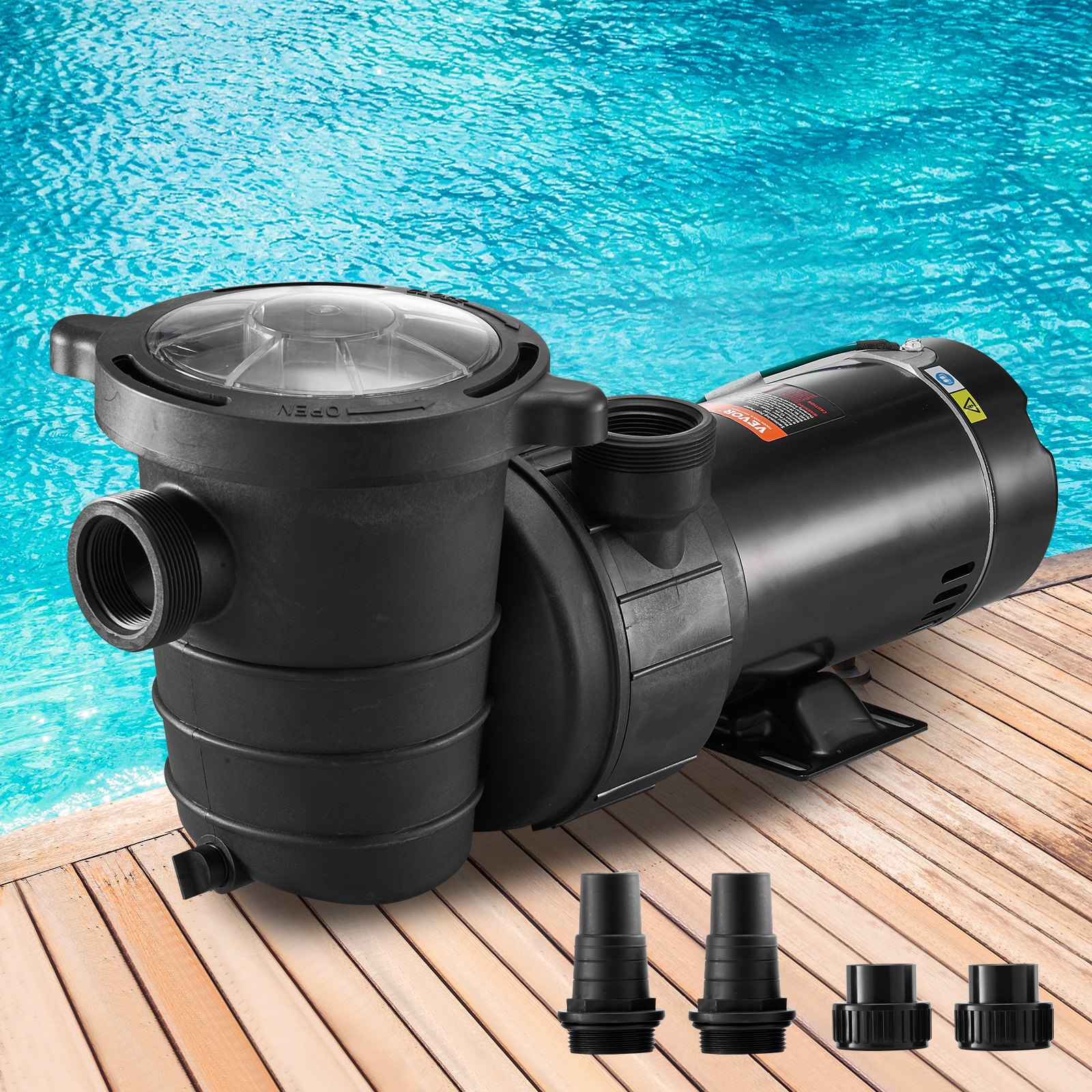 VEVOR Swimming Pool Pump 2.0HP 115V 1500W, Single Speed Pumps for Above Ground Pool, Powerful Self Primming Pool Pumps w/ Strainer Basket, 5400 GPH Max. Flow, ETL Certification, Goodies N Stuff