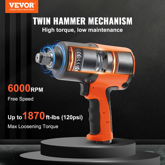 VEVOR Air Impact Wrench 3/4" Square Drive 1870ft-lb Nut-busting Torque 90-120PSI, Goodies N Stuff