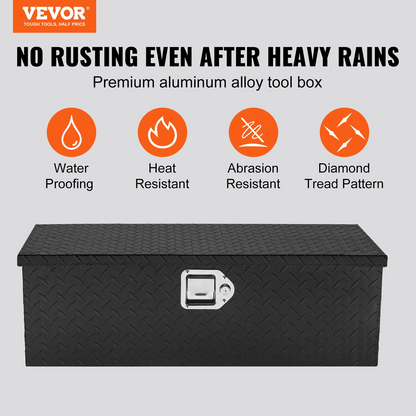 VEVOR Heavy Duty Aluminum Truck Bed Tool Box, Diamond Plate Tool Box with Side Handle and Lock Keys, Storage Tool Box Chest Box Organizer for Pickup, RV, Trailer, Truck Bed, 30"x13"x9.6", Black, Goodies N Stuff