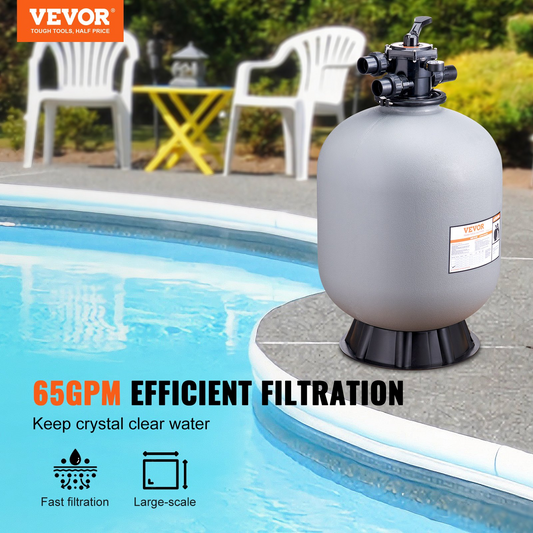 VEVOR Sand Filter, 24-inch, Up to 65 GPM Flow Rate, Above Inground Swimming Pool Sand Filter System with 7-Way Multi-Port Valve, Filter, Backwash, Rinse, Recirculate, Waste, Winter, Closed Functions, Goodies N Stuff