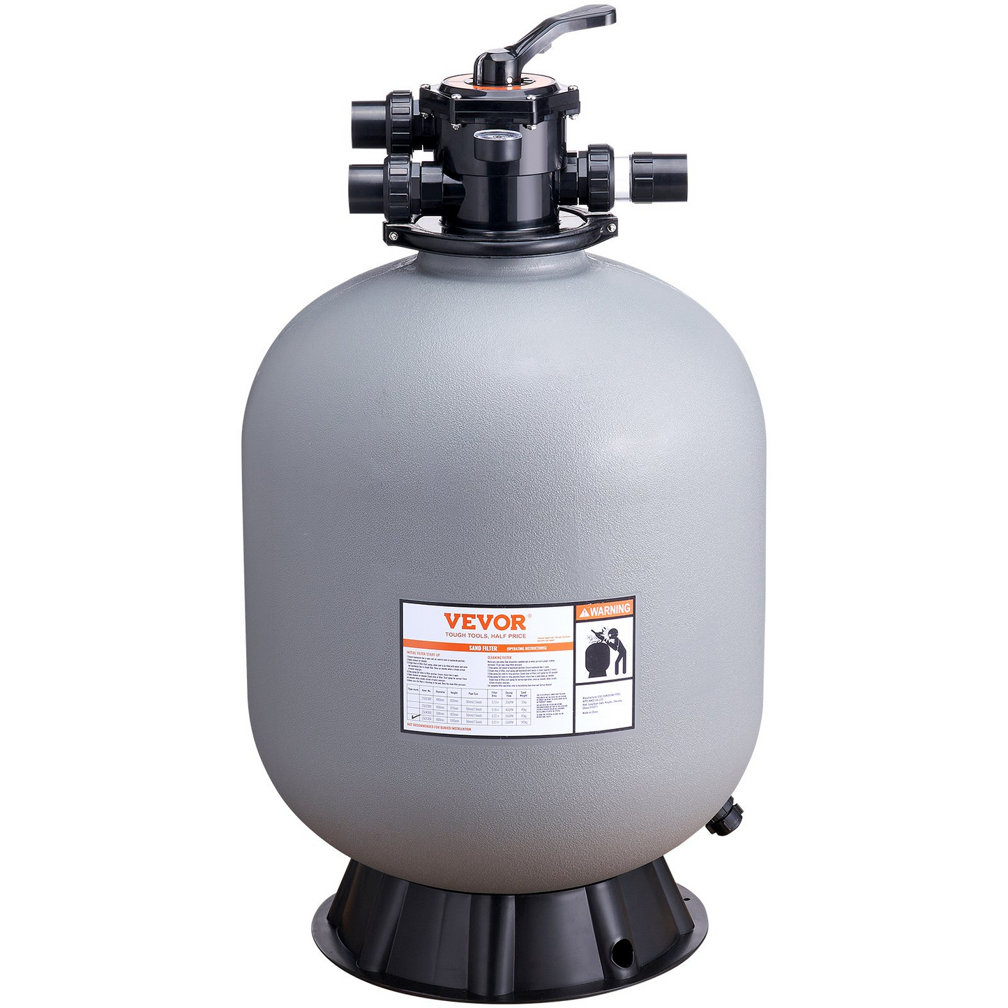 VEVOR Sand Filter, 24-inch, Up to 65 GPM Flow Rate, Above Inground Swimming Pool Sand Filter System with 7-Way Multi-Port Valve, Filter, Backwash, Rinse, Recirculate, Waste, Winter, Closed Functions, Goodies N Stuff