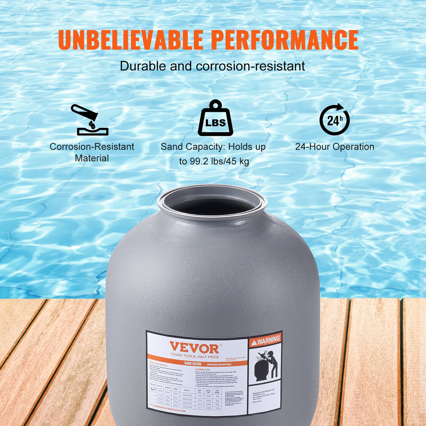 VEVOR Sand Filter, 19-inch, Up to 45 GPM Flow Rate, Above Inground Swimming Pool Sand Filter System with 7-Way Multi-Port Valve, Filter, Backwash, Rinse, Recirculate, Waste, Winter, Closed Functions, Goodies N Stuff