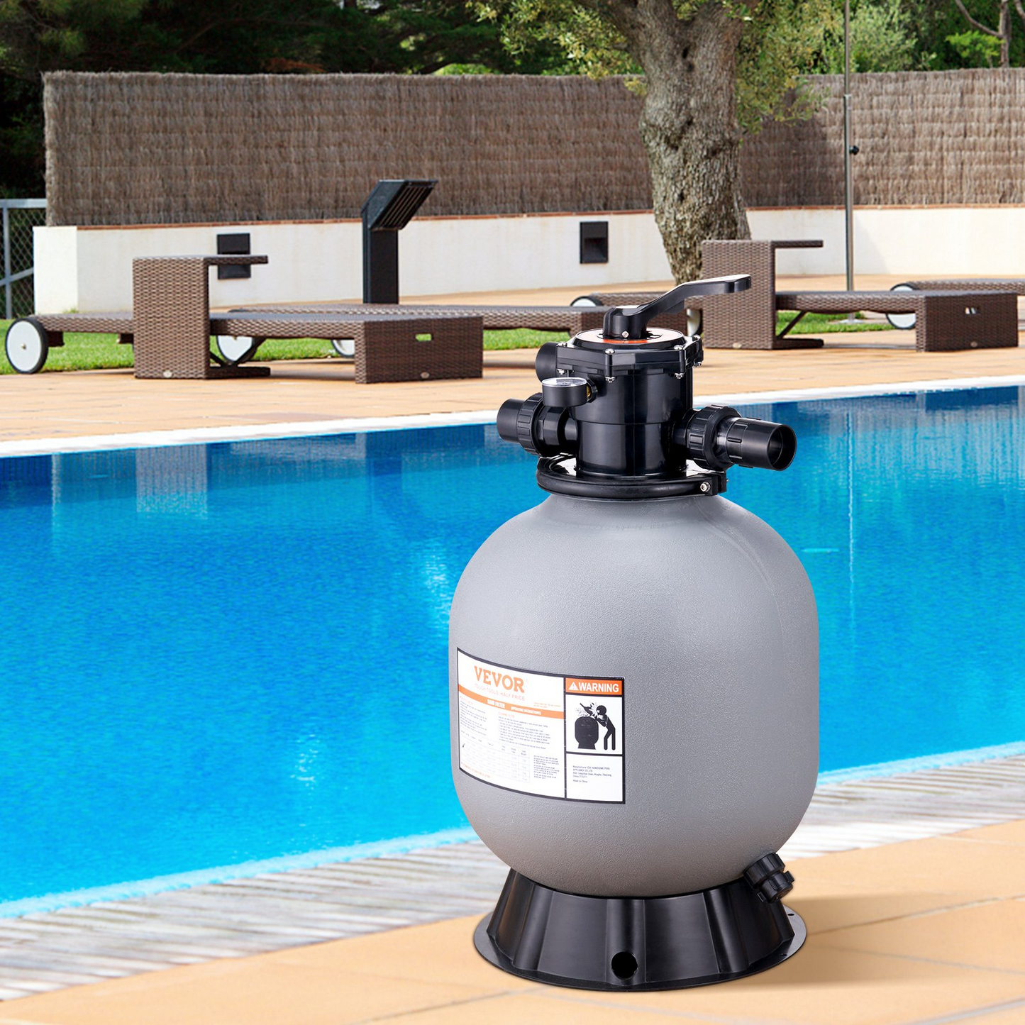 VEVOR Sand Filter, 19-inch, Up to 45 GPM Flow Rate, Above Inground Swimming Pool Sand Filter System with 7-Way Multi-Port Valve, Filter, Backwash, Rinse, Recirculate, Waste, Winter, Closed Functions, Goodies N Stuff