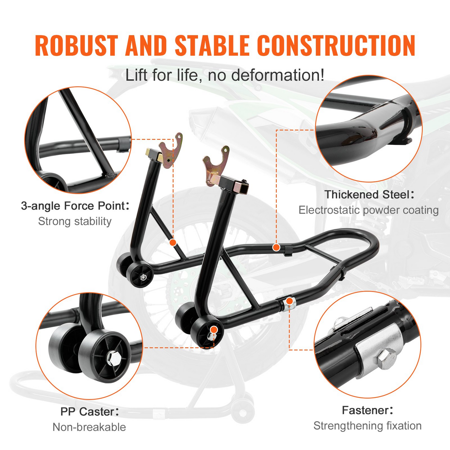 VEVOR Motorcycle Stand Lift, 850lbs Front Rear Combo Stand Lift Stand, Front and Rear Wheel Fork Stand, U+L Fork Swingarm Spool, Compatible with Most Yamaha Honda Kawasaki Suzuki Motorcycles, Black, Goodies N Stuff