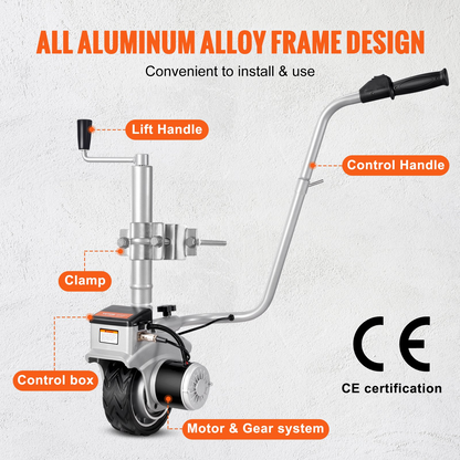 VEVOR Electric Trailer Dolly, 5000lbs Towing Capacity, 350W 12V Trailer Jockey Wheel with 22 ft/min Moving Speed, 12''-24.8'' Adjustable Clamp Height & 8'' Rubber Tire, for Moving Trailer Caravan Boat, Goodies N Stuff