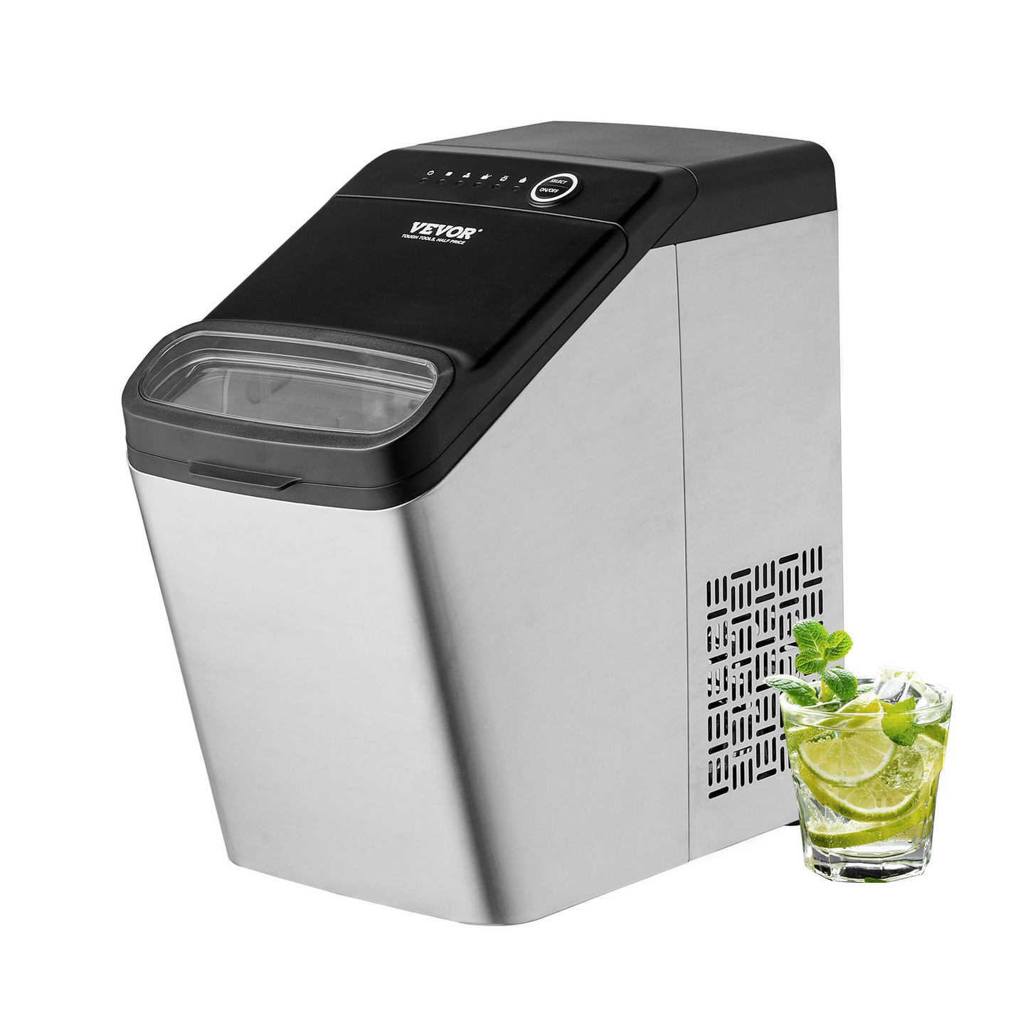 VEVOR Countertop Ice Maker, 9 Cubes Ready in 7 Mins, 33lbs in 24Hrs, Self-Cleaning Portable Ice Maker with Ice Scoop and Basket, 2 Ways Water Refill Ice Machine with 2 Size Bullet Ice for Kitchen Bar, Goodies N Stuff