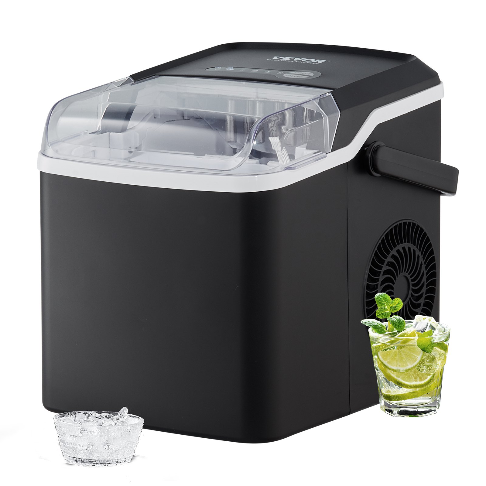 VEVOR Countertop Ice Maker, 9 Cubes Ready in 7 Mins, 26lbs in 24Hrs, Self-Cleaning Portable Ice Maker with Ice Scoop and Basket, Ice Machine with 2 Sizes Bullet Ice for Home Kitchen Office Bar Party, Goodies N Stuff