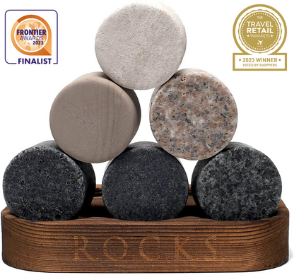 The Original ROCKS Whiskey Chilling Stones - Set of 6 Granite Stones, Goodies N Stuff
