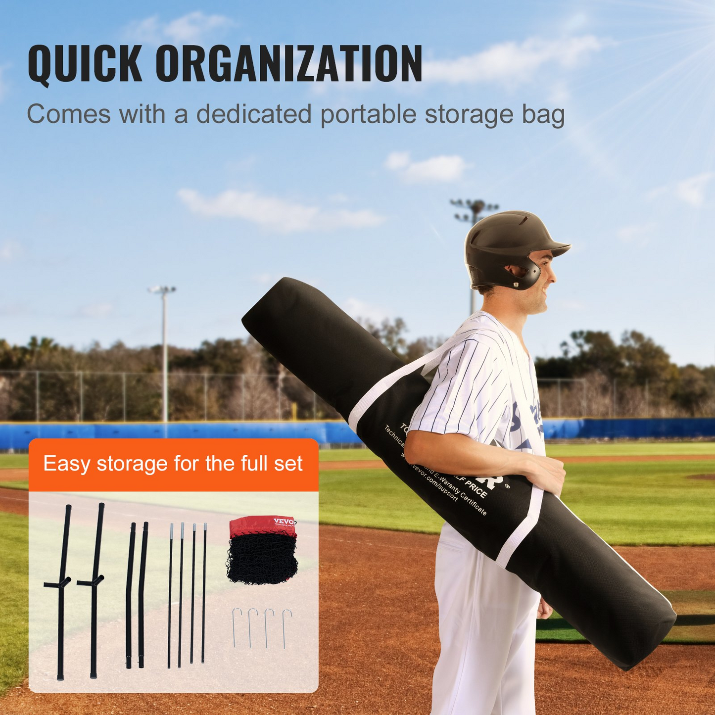 VEVOR 7x7 ft Baseball Softball Practice Net - Portable Training Net for Hitting Batting Catching Pitching - Backstop Baseball Equipment - Carry Bag and Strike Zone, Goodies N Stuff