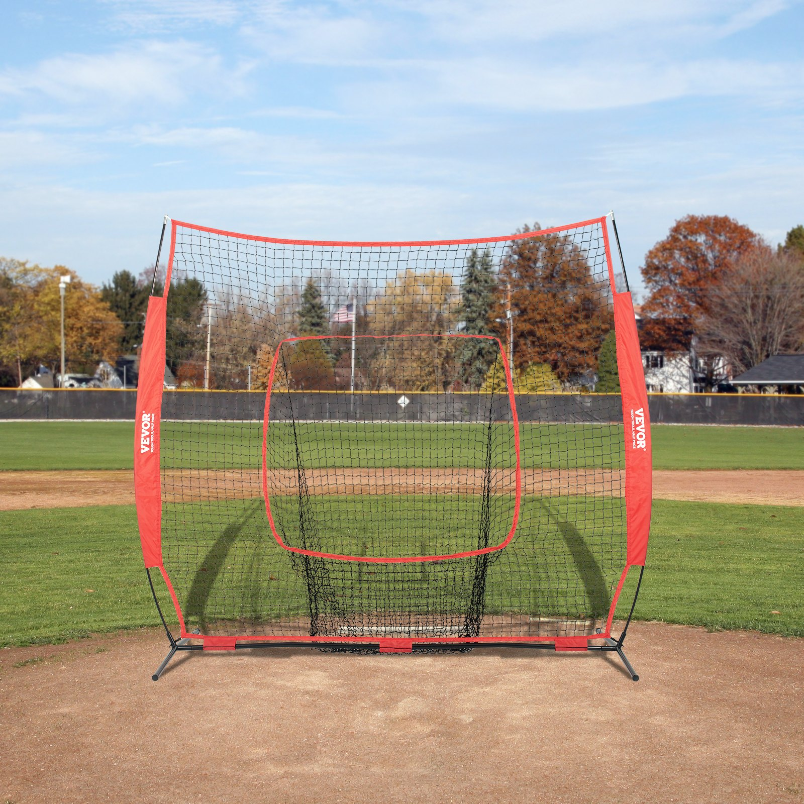 VEVOR 7x7 ft Baseball Softball Practice Net - Portable Training Net for Hitting Batting Catching Pitching - Backstop Baseball Equipment - Carry Bag and Strike Zone, Goodies N Stuff