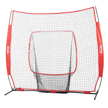 VEVOR 7x7 ft Baseball Softball Practice Net - Portable Training Net for Hitting Batting Catching Pitching - Backstop Baseball Equipment - Carry Bag and Strike Zone, Goodies N Stuff