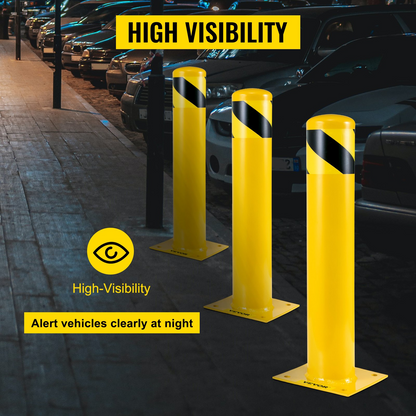 VEVOR Safety Bollard 24"x4.5" Safety Barrier Bollard 4-1/2" OD 24" Height Yellow Powder Coat Pipe Steel Safety Barrier with 4 Free Anchor Bolts for Traffic-Sensitive Area, Goodies N Stuff