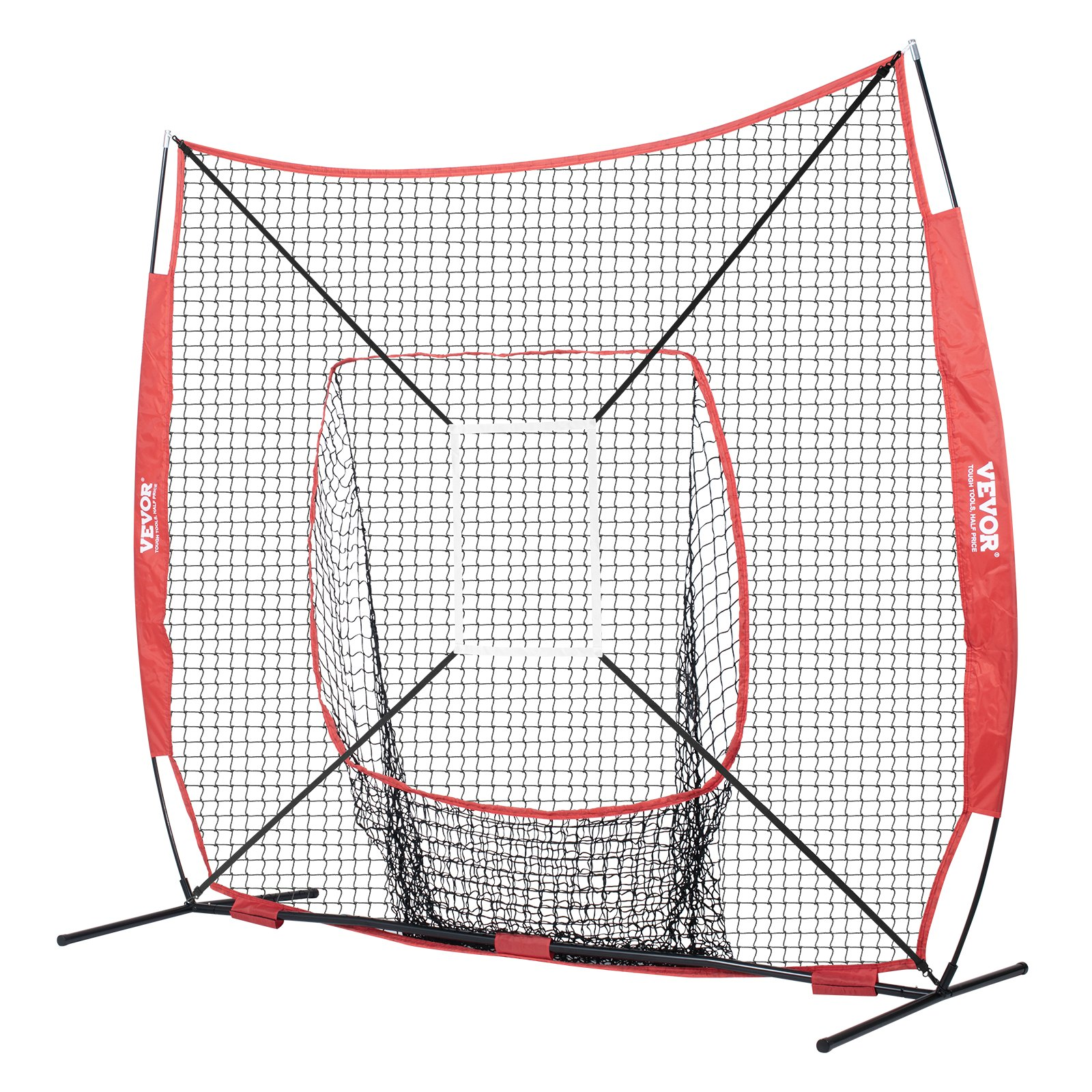 VEVOR 7x7 ft Baseball Softball Practice Net - Portable Baseball Training Net for Hitting Batting Catching Pitching - Backstop Baseball Equipment with Bow Frame, Carry Bag, Strike Zone, Ball, Batting Tee, Goodies N Stuff