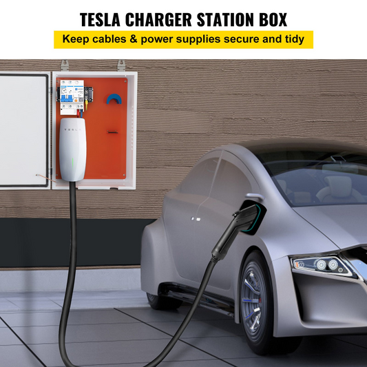 VEVOR Tesla Charger Station Box, 28'' x 20'' x 10'', Outdoor Cable Box Charging Box Cable Organizer, IP32 Waterproof Dustproof Cool Roll Steel Electrical Enclosure Box, for Tesla Wall Connector, Goodies N Stuff